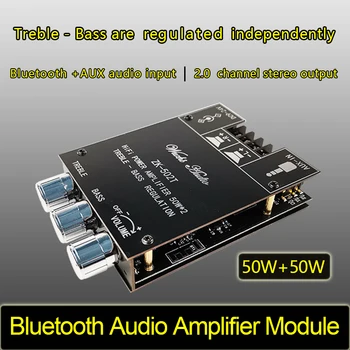 Bluetooth 5.0 estéreo de áudio do amplificador de potência do módulo de 50Wx2 subwoofer Bass Treble Controle de Volume ajuste do Tom de Conselho AUX de 12V 24v