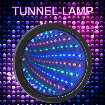 LED Infinito Espelho Túnel de Luz de Lâmpada Redonda de Inundação de Luz Multicolor Sensorial Leve Autismo Calma Relaxante Secretária de Luz de Lâmpada