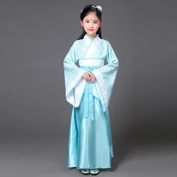 Roupas infantis vestido bonito bela fada hanfu de roupas chinesa da dinastia tang dança tradicional viagem guzhengcostume