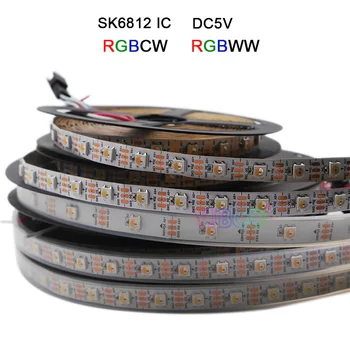 1m/4m/5m DC5V 30/60/144 leds/pixles/m SK6812 (semelhante ws2812b ) RGBW 4 em 1 IP30/IP67;individual endereçável led strip