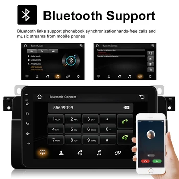 Podofo 1+16G/2+16G/2+32G Android Rádio Estéreo do Carro Autoradio Car Multimedia Player de Vídeo GPS/wi-Fi/FM Bluetooth Para BMW E46