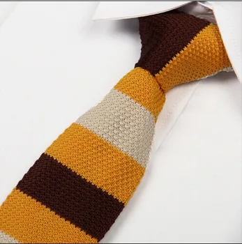 (1 peças / lote) poliéster novo ano de, laranja, branco e marrom malha laço de gravata amarela, homens e mulheres de gravata skinny
