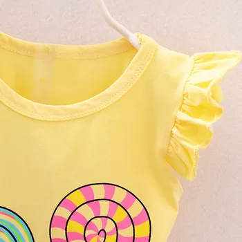 2PCS garota verão da Criança Bebê Roupas Meninas Lolly T-shirt Tops+Calça Curta, Roupas de meninas conjuntos de roupas