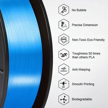 Seda PLA Filamento Azul Impressora 3D de Filamentos de 1kg de 1,75 MM-/+ 0,02 mm 2.2 lb a Seda Textura Recargas de Material Biodegradável