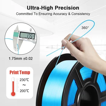Seda PLA Filamento Azul Impressora 3D de Filamentos de 1kg de 1,75 MM-/+ 0,02 mm 2.2 lb a Seda Textura Recargas de Material Biodegradável