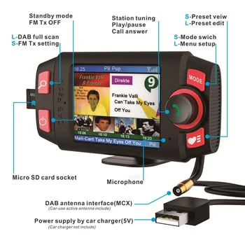 DAB-C8 Rádio Digital, Cor Sn Receptor de Rádio FM com Bluetooth Streaming de Música Player