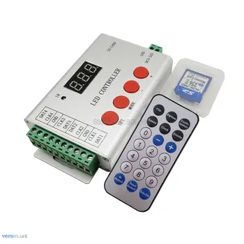 H802SE 8*1024 Pixels de Controlador LED com controle Remoto e Cartões de memória SD led cartão sd controlador dmx