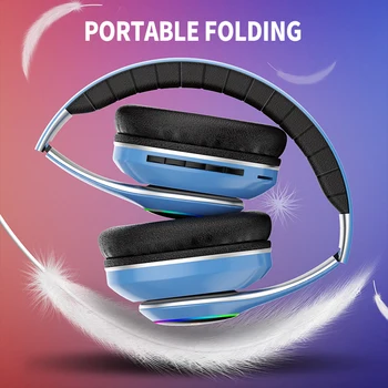 Fone de ouvido sem fio Foldable do DIODO emissor de Luz 20H Playtime Bluetooth 5.0 de Cancelamento de Ruído Fones de ouvido 1000mAh Bateria de Jogos de Fone de ouvido
