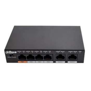 Dahua 4ch Switch PoE DH-S1500C-4ET2ET-DPWR 4CH Switch Ethernet com 250m de Energia Trânsito de Apoio à Distância, PoE+&Hi-PoE Protocolo