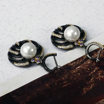 Nova chegada de mulheres Românticas preto, Brincos de zircônia Cúbica grandes Brincos de bijuterias frete grátis jóias de luxo