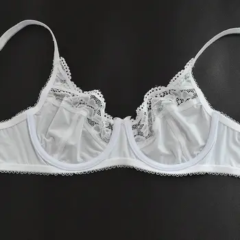 YANDW Branco Sutiãs Para Mulheres de Renda Bralette Perspectiva de Lingerie Sexy Underwire Bordado A B C D E F G 75 80 85 90 95 100 105 110