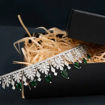 Clássico Verde Zircônia Tiara de Princesa para o Casamento,Cristais Nupcial Tiara para as Mulheres,a Festa de Formatura de Cabelo Jóias CH10160GRE