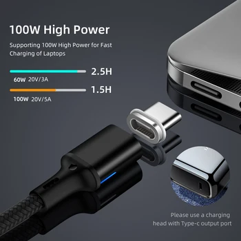 Magnético Cabo USB 3.1 Tipo C para C Cabo USB para Samsung S9 S10 100W PD Carga Rápida 4.0 5A Carregador Rápido Cabo para MacBook Pro