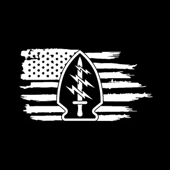 Volkrays Personalidade Adesivo de Carro Bandeira Americana Rangers do Exército americano, Forças Especiais de Cobertura de Riscos de Vinil Decalque Preto/Prata,7cm*14cm