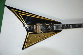 Shelly Nova Loja personalizada preto forma de V ouro floyd rose porca de ébano, braço da guitarra elétrica, instrumentos musicais loja