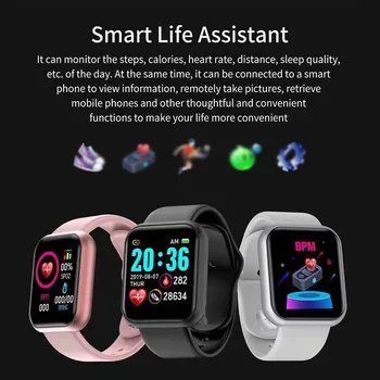 Y68 Bluetooth Smart Watch Homens Waterproof O Sport Fitness Tracker Inteligente Pulseira De Pressão Arterial Monitor De Frequência Cardíaca D20 Smartwatch