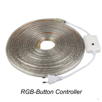 Led strip RGB 5050 IP67 Impermeável AC220V rgb luzes 60leds/m 5050 SMD Com Fio Bluetooth Controlador do Aplicativo plug de iluminação led