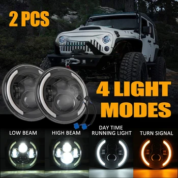 7Inch Rodada Faróis de LED Halo Ângulo Olhos Para Jeep Wrangler JK LJ TJ CJ Veículo Off-road Peças de Motos de Luz