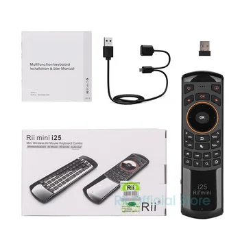 (Francês Azerty) Rii Mini i25 2.4 GHz Mouse Fly Controle Remoto com Teclado mini Smart TV Android TV Box IPTV PC HTPC