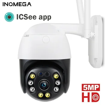 INQMEGA Exterior 5MP HD da Câmera do IP de WiFi ZOOM de 4X Dome PTZ AI Humanos Detecção de Vigilância CCTV da Cor Completa de Acesso Remoto ICSee App
