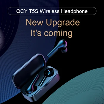 QCY T5s Bluetooth 5.0 fones de ouvido sem fio de personalização do APLICATIVO de aparelhagem de som, fones de ouvido de qualidade, longa vida útil da bateria