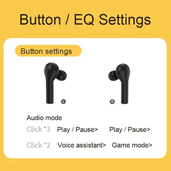 QCY T5s Bluetooth 5.0 fones de ouvido sem fio de personalização do APLICATIVO de aparelhagem de som, fones de ouvido de qualidade, longa vida útil da bateria