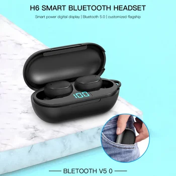 Novo H6 Fones de ouvido sem Fio Bluetooth 5.0 Fone de ouvido TWS APARELHAGEM hi-fi, Mini-Em-orelha de Esportes Executando o Fone de ouvido Suporte iOS/Android Telefones HD Chamada