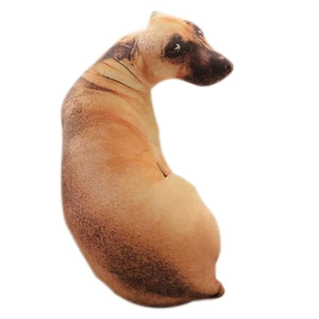 3D Bonito Curva do Cão Impresso Jogar Travesseiro Realistas de Animais Engraçados Cão Cabeça Cosplay Crianças Brinquedo Favorito Almofada para o Lar