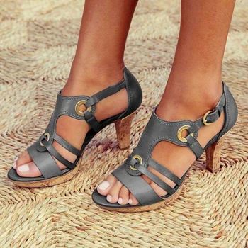 Novo Estilo Elegante Sandálias de tira Mulheres De 2020 Sandálias Femininas Boêmio Estilo de Moda de Verão de Salto Alto Sapatos femininos Footwea
