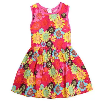 QUENTE! Criança de Verão Meninas Princesa Renda Floral Perfurado Vestido de Festa de 2 anos-7Y