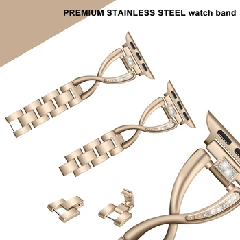 O diamante Para apple relógio de pulseira 3 38mm de 40mm para o iwatch série 6 5 4 Substituição de pulseira de metal para a apple faixa de relógio de 44mm 42mm 2 1