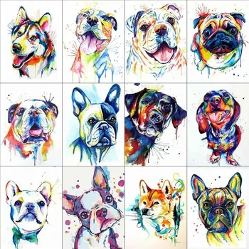 HUACAN 5D DIY Diamante Pintura de Animais Completa Quadrado Colorido Cão de Diamante Bordado de Ponto de Cruz, Mosaico a Decoração Home