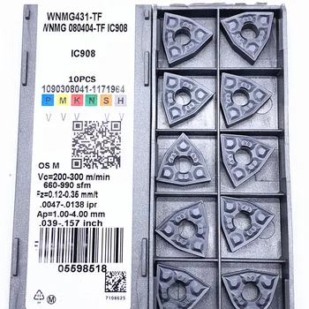 10pcs WNMG080404 TF IC907 IC908 WNMG431 Ferramenta para Torneamento Externo pastilhas de metal duro Torno fresa Ferramenta de Corte CNC