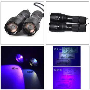 Poderoso 365 nm 395nm LED UV Luz 3W Zoom Lanterna Ultravioleta Novo Grau Militar, Tático Lanterna Tocha Para Pegar Escorpião