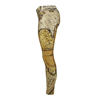 JIGERJOGER 2018 Nova coleção Primavera / Verão Impressos em 3D Mulheres Leggings mapa Amarelo impresso elástico, tamanho PLus XL ginásio execução yoga Leggings