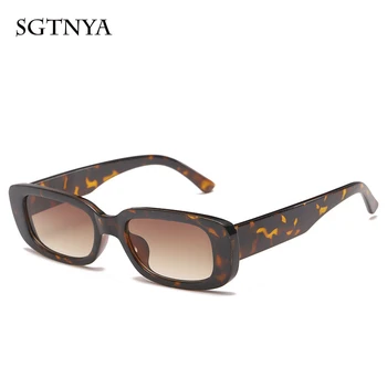 SGTNYA nova moda pequena armação de óculos de sol, homens e mulheres, a tendência de óculos de sol retangulares UV400 óculos