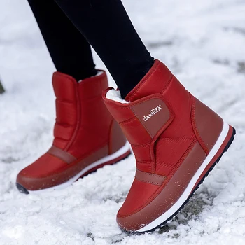 2020 Novas Mulheres botas de neve quente e confortável, pêlo grosso botas de inverno mulheres ankle boots antiderrapante impermeável televisão botas vermelhas