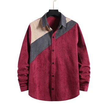 Nova de Outono/inverno Aquecido Qualidade de Veludo com manga longa colar de botão casual shirts para os homens confortável