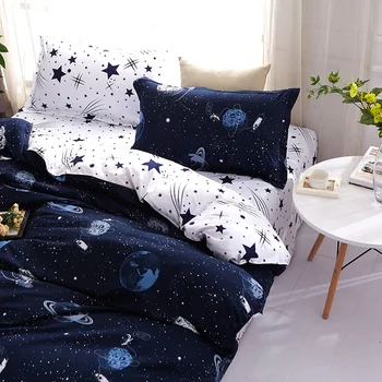 SDI Estrelas Camas Queen King solteiro cama de Qualquer tamanho personalizado de capa de edredão conjuntos de microfibra conjunto de roupa de cama azul conjunto de capa de edredão