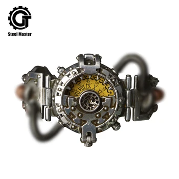 2020 Steampunk Chronograph Mens Watch Retro Prop Cronógrafo Relógio De Quartzo Relojes Hombre Original Relógio De Pulso De Brassy Movimentos