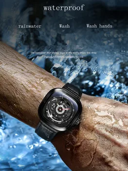Marca de luxo Homens Relógio Mecânico Liga Fivela de Aço Inoxidável Relógio Turbilhão Tendência da Moda Quadrado de Couro Relógio masculino
