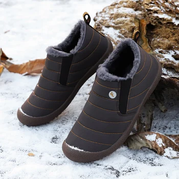 Homens Casuais Sapatos De Tênis De Outono Inverno Confortável Homens Sapatos Mocassins De Calçados Slipon Além De Veludo De Neve Sapatos De Homens De Grande Tamanho 36-48