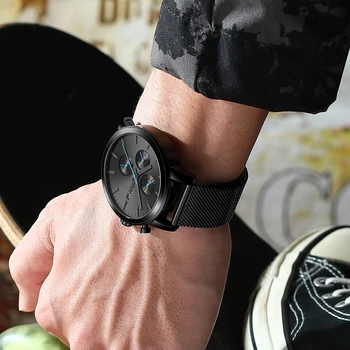 2021 CRRJU Quartzo Data de relógios para homens da Marca de Luxo Preto Esportes, Moda dos homens relógios Impermeável Cronógrafo Relógio Masculino relógio