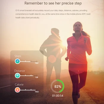 G16 0.96 polegadas Tela colorida Pressão Arterial Monitor de frequência Cardíaca Smartwatch Inteligente Relógio de Pulseira para iOS, Android Saudável Pulseira