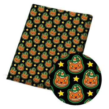 AHB 45*150cm 1pc Halloween Poliéster Tecido de Algodão Crânio Chapéu de Tecido estampado de Folhas de DIY Roupas feitas à mão Têxteis-Lar de Retalhos
