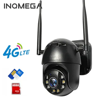 INQMEGA Câmera IP 4G Cartão SIM wi-Fi Zoom Digital 4X de Vigilância de Vídeo PTZ Dome Preto sem Fio da g / m da Segurança Exterior P2P Cartão SD