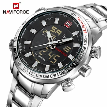 NAVIFORCE Watches For Men Top Brand Luxury Military Sport Analog Digital Wristwatch Male Stainless steel Waterproof Quartz Clock