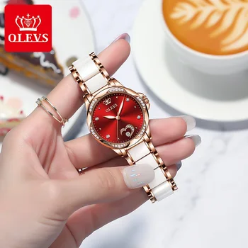 As mulheres do Relógio Mecânico Automático Data Senhoras Relógio Marca de TOPO Luxo de Cerâmica de Moda as Mulheres Relógios de Aço Inoxidável reloj mujer