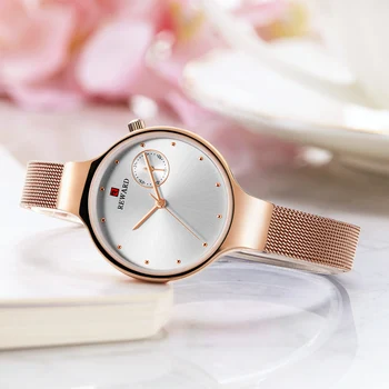 Nova RECOMPENSA Mulheres de relógios de alto Luxo Criativo da Marca de Design de Malha de Aço de Mulheres Relógios Feminino Relógio Relógio Feminino Montre Femme