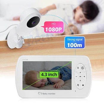 ZY de 4,3 polegadas sem Fio de Cor do Monitor do Bebê 1080P HD de Áudio e Vídeo Bebê Câmera Monitor de Temperatura VOX Câmera de Segurança de Áudio em Dois sentidos